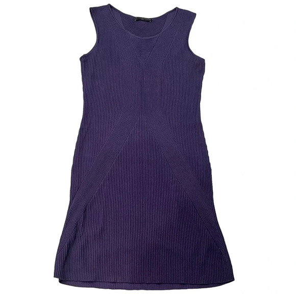 Peruvian Connection Purple Ribbed Knit Geometric Sleeveless Dress Size Medium - Picture 2 of 12